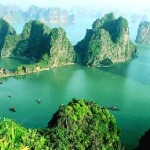 halongbay Beautiful lime stone mountain tops of Ha Long Bay