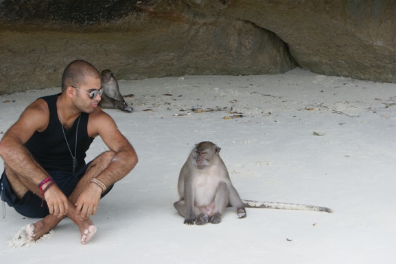 Gap Year Escape Monkey Amar on Monkey Island in Thailand