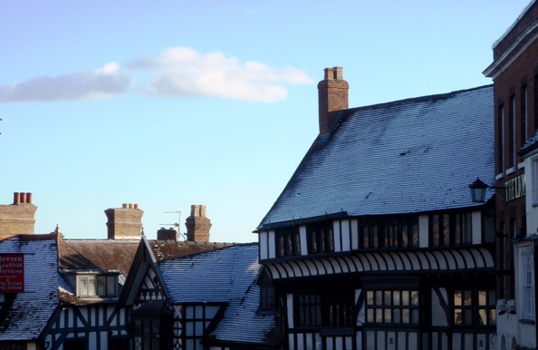 Shrewsbury Roof Tops Snow toppped Shrewsbury Roof Tops England