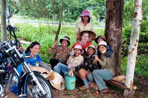 Hiding from the rain and taking marriage proposals in rural Vietnam with some lovely yam farmers